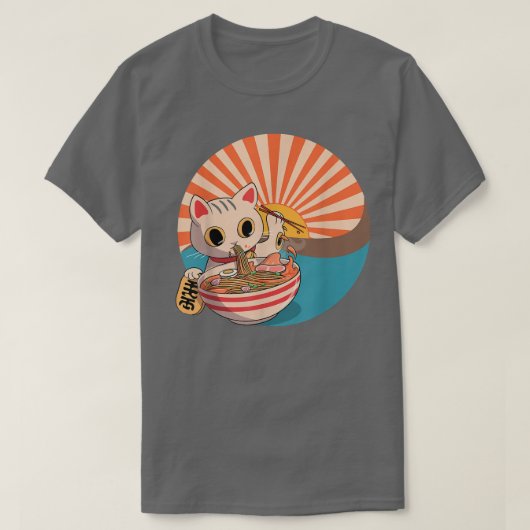 Ramen Cat T-shirt, Japanse Kawaii Cute Anime T-Sh T-shirt (Design voorkant)