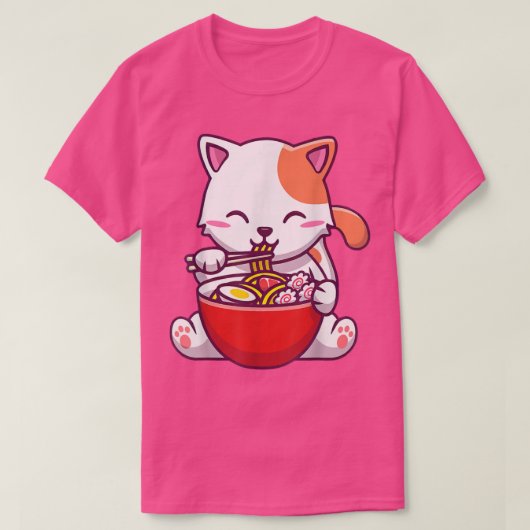 Ramen Cat Tshirt Kawaii Anime T-shirt Japanse nood (Design voorkant)