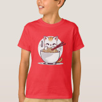 Ramen Chat Manger des nouilles Design T-shirt