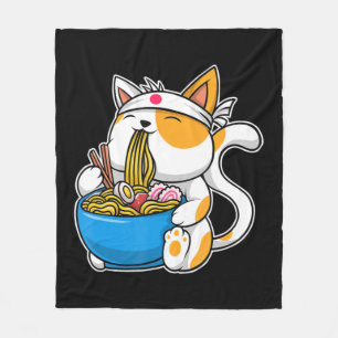 Ramen Cute Cat Kawaii Anime Japanse Food Neko Cat Fleece Deken