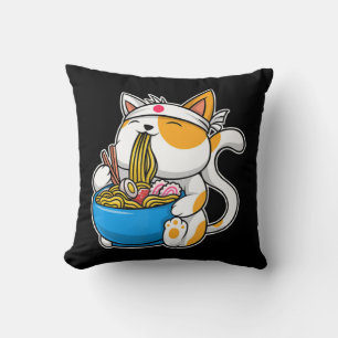 Ramen Cute Cat Kawaii Anime Japanse Food Neko Cat Kussen
