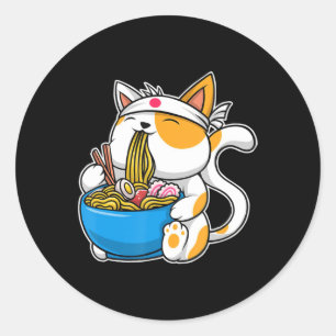 Ramen Cute Cat Kawaii Anime Japanse Food Neko Cat Ronde Sticker