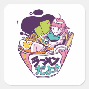 RAMEN GAMING ANIME VIERKANTE STICKER
