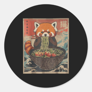 Ramen Japanse Grafische T-shirts Rode Panda Anime- Ronde Sticker