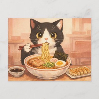 Ramen Kat Ansichtkaart Briefkaart