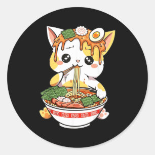 Ramen Kat Design Kawaii Stijl Grappige Japanse Ani Ronde Sticker