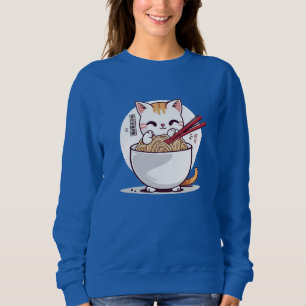 Ramen Kat Eating Noedels Design T-shirt