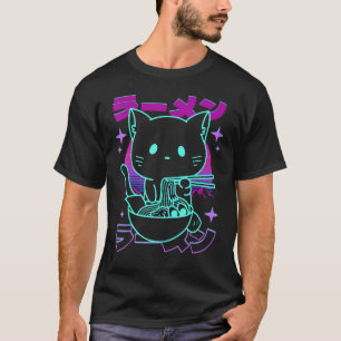 Ramen Kat Retro Japanse Noedels Esthetisch kat T-shirt