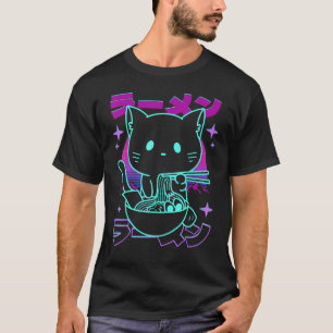 Ramen Kat Retro Japanse Noedels Esthetisch kat T-shirt