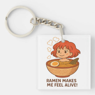 Ramen Maakt Me Voelen Levend Grappige Noedelliefhe Sleutelhanger