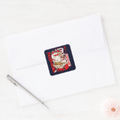 Ramen Master Kitsune Kawaii Fox Vierkante Sticker (Envelop)