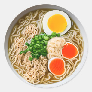 Ramen Noedels met gekookt eivoer Ronde Sticker