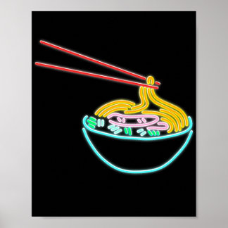 Ramen Noodle Bowl Chopstick Retro Poster