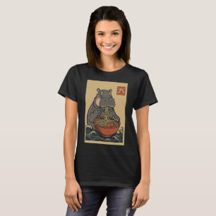 Ramen Noodle Eating: Hippo T-shirt voor vrouwen