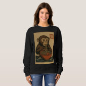 Ramen Noodle Eating: Monkey Dames sweatshirt (Voorkant volledig)