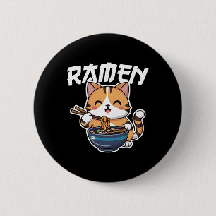 Ramen Noodle Neko Cat Japanese Kawaii Manga Anime Ronde Button 5,7 Cm