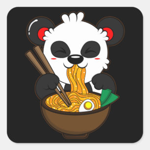Ramen Noodles Kitsune Fox Kawaii Anime Neko Japan Vierkante Sticker