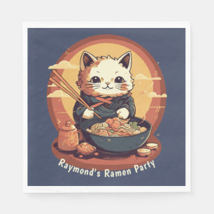 Ramen Party Boy's Verjaardag met Anime Cat Servet