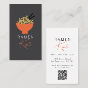 Ramen Restaurant Gray QR Code Zakelijke Kaart Visitekaartje
