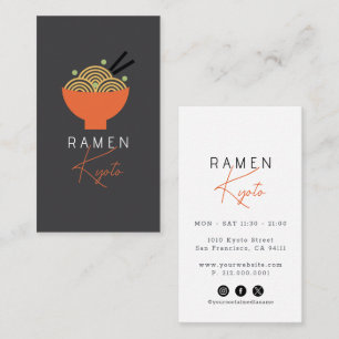Ramen Restaurant Gray Social Media Zakelijke Kaart Visitekaartje