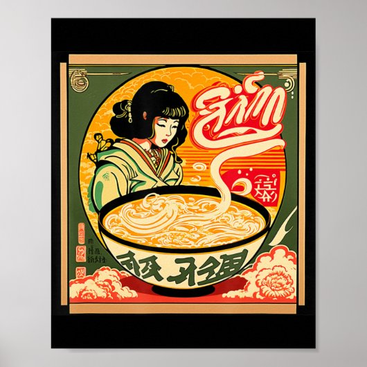 Ramen Retro Sushi  Anime Style Japans Poster (Voorkant)