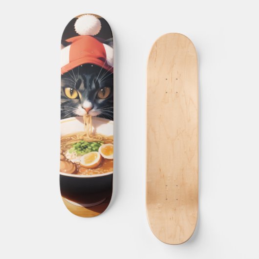 Ramen Rollin' Rascal : Chat sur skateboard (Recto)