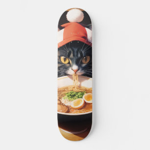 Ramen Rollin' Rascal : Chat sur skateboard