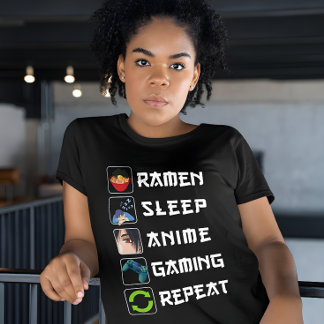 Ramen Sleep Anime Gaming Herhalen T-shirt