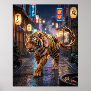 Ramen Tijger Neon Steeg Poster