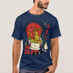 Ramen Vs Sushi Cool Foodie T-shirt