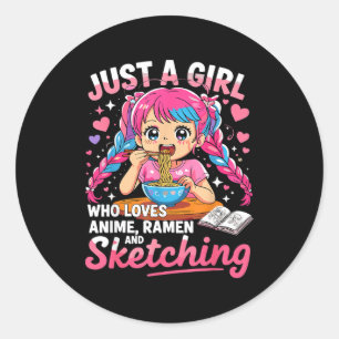 Ramenliefhebber gewoon een meisje dat van anime en ronde sticker
