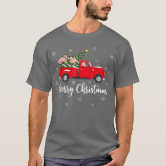 Rammenlampboom Santa Ride Flamingo Red Truck Chr. T-shirt