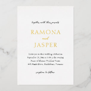 Ramona Minimal Elegant Huwelijk Folie Uitnodiging
