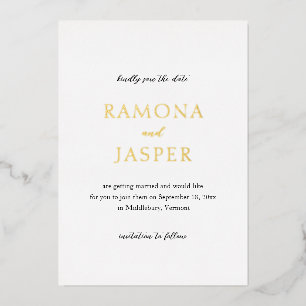 Ramona Minimal Elegant Huwelijk Folie Uitnodiging