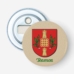 Ramos Heraldic Arms op perkament stijl terug Button Flesopener