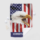 Rampant Eagle, de Amerikaanse vlag, patriottisch Golfhanddoek (Insitu)
