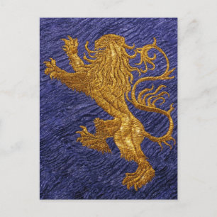 Rampant Lion - goud op blauw Briefkaart