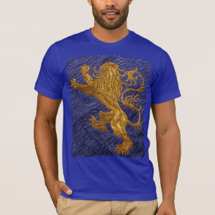 Rampant Lion - goud op blauw T-shirt