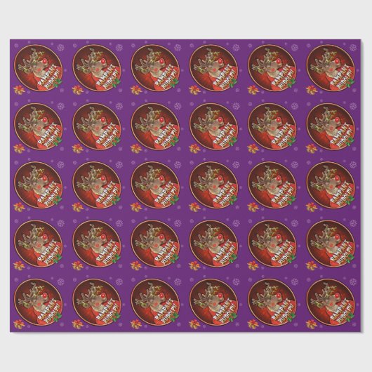 Rampant Rudolph glanzend inpakpapier paarse (Vlak)