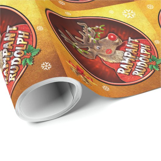 Rampant Rudolph glossy inpakpapier goud (Rol Hoek)
