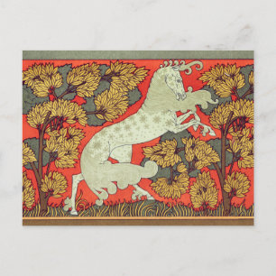 RAMPANT WHITE HORSE,BOMEN IN WOODLAND Parchment Briefkaart