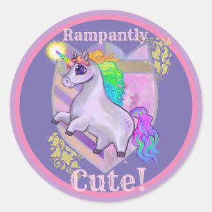 Rampantly Cute Unicorn Ronde Sticker