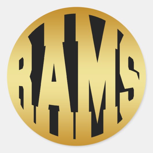 RAMS - GOUDEN TEKST RONDE STICKER (Voorkant)