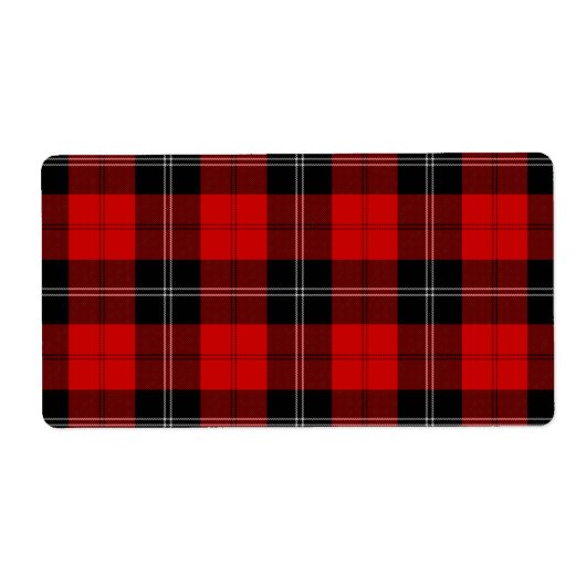 Ramsay tartan red black plaid etiket (Voorkant)