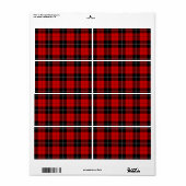 Ramsay tartan red black plaid etiket (Full Sheet)