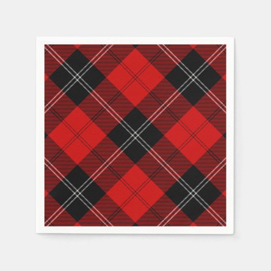 Ramsay tartan red black plaid servetten (Voorkant)