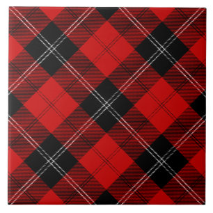 Ramsay tartan red black plaid tegeltje