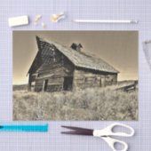 Ramshackle Sepia Barn in een desolate Grass Field Tissuepapier (Craft)
