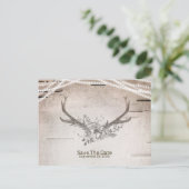Ramures de cerf & mariage vintage à bouleau, carte