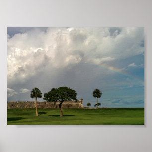 Ranbow boven Castillo de San Marcos Poster
